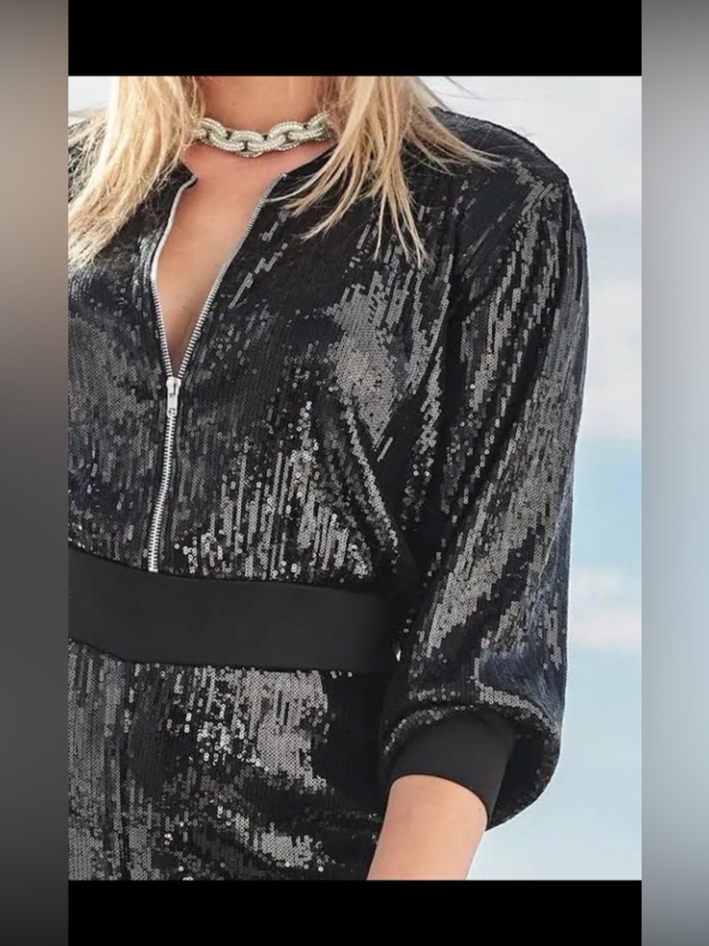 Sequins Black Long Sleeve Women’s Jumpsuit Size Small NWT - Picture 4 of 12
